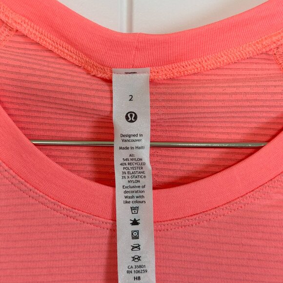 NWOT Lululemon Swiftly Tech Long Sleeve Bright Orange / Coral - Picture 4 of 5